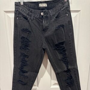 Abercrombie and Fitch Cropped black destroyed jeans